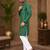 Dark green color traditional chikankari embroidery cotton men's kurta payjama set