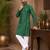 Dark green color traditional chikankari embroidery cotton men's kurta payjama set