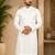 Beige color embroidery and silver sequence work silk men's kurta payjama set