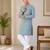 Teal blue  color traditional chikankari embroidery cotton men's kurta payjama set