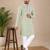 Pista color traditional chikankari embroidery cotton men's kurta payjama set