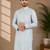 Pista color unique cross pattern white thread embroidery with silver sequence silk men's kurta payjama set