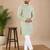 Pista color traditional chikankari embroidery cotton men's kurta payjama set