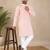 Pink color traditional chikankari embroidery cotton men's kurta payjama set