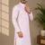Light pink color unique cross pattern white thread embroidery with silver sequence silk men's kurta payjama set
