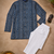 Navy blue color traditional chikankari embroidery cotton men's kurta payjama set