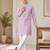 Onion pink color traditional chikankari embroidery cotton men's kurta payjama set