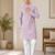 Onion pink color traditional chikankari embroidery cotton men's kurta payjama set