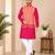 Peach color weaving work with ikkat kanjivaram cotton men's kurta payjama set