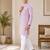 Onion pink color traditional chikankari embroidery cotton men's kurta payjama set