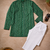 Dark green color traditional chikankari embroidery cotton men's kurta payjama set