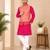 Peach color weaving work with ikkat kanjivaram cotton men's kurta payjama set