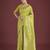 parrot green silk blend banarasi jacuard work saree with unstitched blouse piece