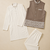 Off white-brown color embroidered daaman work shiny silk men's kurta payjama set