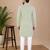 Pista color traditional chikankari embroidery cotton men's kurta payjama set
