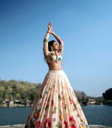 floral silk blend lehenga choli- full stitched free size