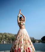 floral silk blend lehenga choli- full stitched free size