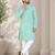 Turquoise color traditional chikankari embroidery cotton men's kurta payjama set