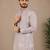 Color unique cross pattern white thread embroidery with silver sequence silk men's kurta payjama set