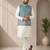 Off white-sky blue color embroidered daaman work shiny silk men's kurta payjama set