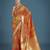 orange silk blend banarasi jacuard work saree with unstitched blouse piece