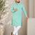 Turquoise color traditional chikankari embroidery cotton men's kurta payjama set