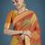 orange silk blend banarasi jacuard work saree with unstitched blouse piece