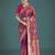 wine silk blend banarasi jacuard work saree with unstitched blouse piece