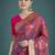wine silk blend banarasi jacuard work saree with unstitched blouse piece