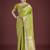 parrot green silk blend banarasi jacuard work saree with unstitched blouse piece