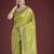 parrot green silk blend banarasi jacuard work saree with unstitched blouse piece
