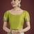 parrot green silk blend banarasi jacuard work saree with unstitched blouse piece