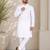 White color traditional chikankari embroidery cotton men's kurta payjama set