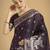 wine silk blend banarasi jacuard work saree with unstitched blouse piece