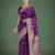 wine silk blend banarasi jacuard work saree with unstitched blouse piece