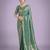 teal green silk blend banarasi jacuard work saree with unstitched blouse piece