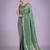 teal green silk blend banarasi jacuard work saree with unstitched blouse piece