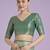 teal green silk blend banarasi jacuard work saree with unstitched blouse piece