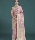 lavender silk blend banarasi jacuard work saree with unstitched blouse piece