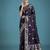 plum silk blend banarasi jacuard work saree with unstitched blouse piece