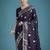 plum silk blend banarasi jacuard work saree with unstitched blouse piece