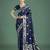 blue silk blend banarasi jacuard work saree with unstitched blouse piece