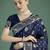 blue silk blend banarasi jacuard work saree with unstitched blouse piece