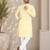Yellow color traditional chikankari embroidery cotton men's kurta payjama set
