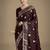 maroon silk blend banarasi jacuard work saree with unstitched blouse piece