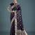 plum silk blend banarasi jacuard work saree with unstitched blouse piece