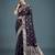 plum silk blend banarasi jacuard work saree with unstitched blouse piece