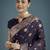 plum silk blend banarasi jacuard work saree with unstitched blouse piece
