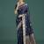 Blue banarasi silk blend jacuard work saree with unstitched blouse piece