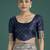 Blue banarasi silk blend jacuard work saree with unstitched blouse piece